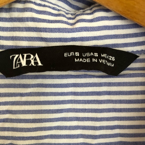 Zara Striped Blue and White Button Up Dress Shirt - Picture 5 of 5